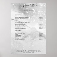Modern Silver Glitter Salon Price List
