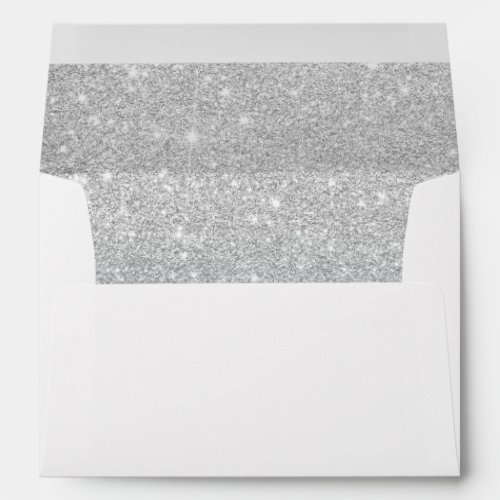 Modern silver glitter sparkles ombre dusty blue envelope