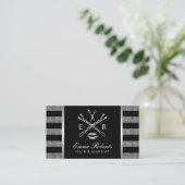 Modern Silver Glitter Stripes Beauty Salon Business Card (Standing Front)