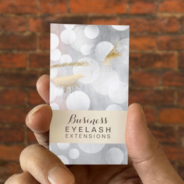 Modern Silver & Gold Eyelash Extensions Business Card (Creator Uploaded)