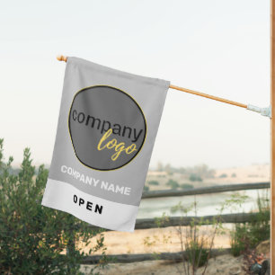 MODERN SILVER GRAY ELEGANT OPEN FOR BUSINESS LOGO HOUSE FLAG
