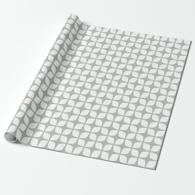 Modern Silver Gray Geometric Wrapping Paper (Unrolled)