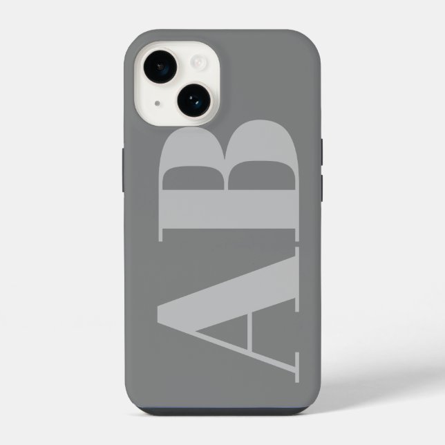 Modern Silver Gray initial minimal contemporary Iphone Case (Back)