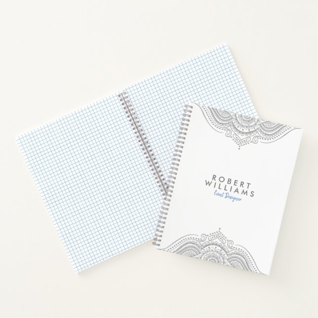 Modern Silver-Gray  Mandala Notebook (Inside)