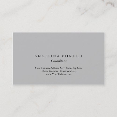 Modern Silver Gray Minimalist Consultant Manager Business Card