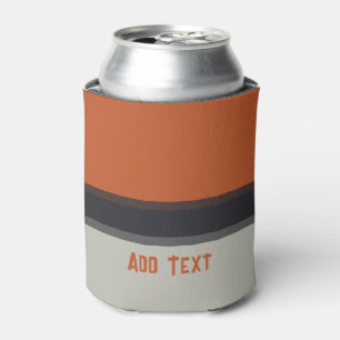 Modern Silver Gray Navy Orange Red Stripe Pattern Can Cooler