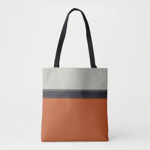 Modern Silver Gray Navy Orange Red Stripe Pattern Tote Bag