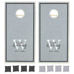 Modern Silver Gray Personalized  Cornhole Set