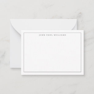 Modern Silver Gray Professional Simple Thin Border Note Card