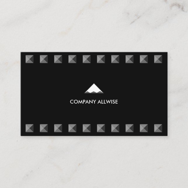 Modern Silver Gray Pyramids on Black Business Card (Front)