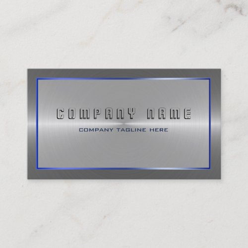 Modern Silver Gray Stainless Steel Blue Accent Business Card
