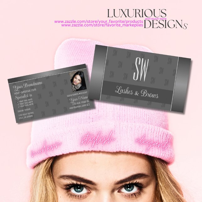 Modern Silver Gray Stylish with Logo and Photo Business Card (Creator Uploaded)