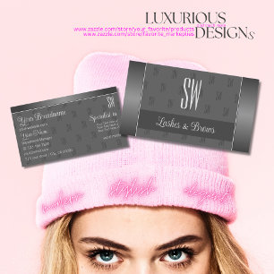 Modern Silver Gray Stylish with Monogram and Photo Business Card