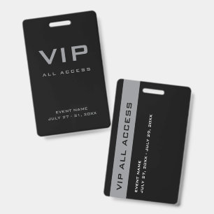 Modern Silver Gray VIP All Access Pass Event ID Badge
