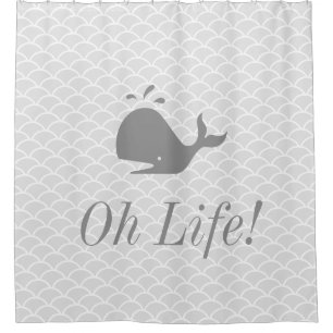 Modern Silver Gray Whale Shower Curtain
