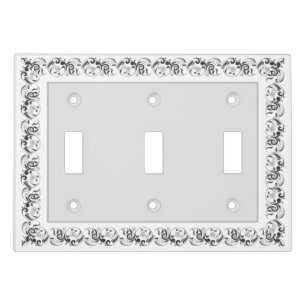 Modern silver gray with floral vector frame light switch cover