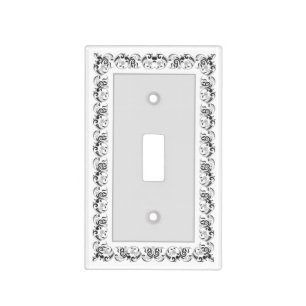 Modern silver gray with floral vector frame light switch cover