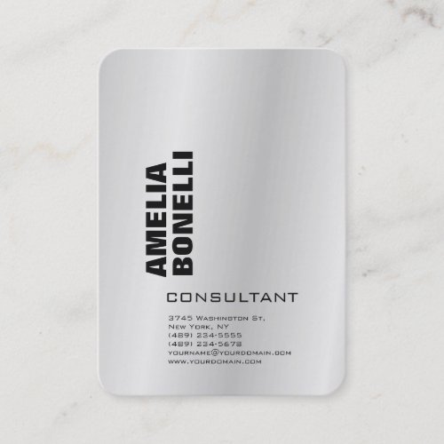 Modern Silver Grey Bold Minimalist Professional Business Card