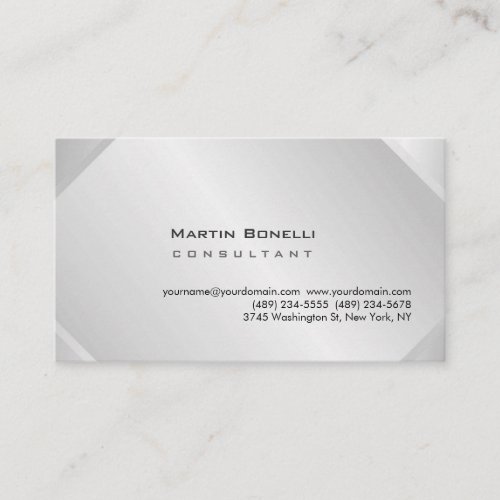 Modern Silver Grey Minimalist Simple Consultant Business Card