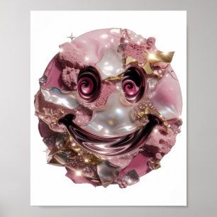 Modern Silver HAPPY FACE Modern Design Poster