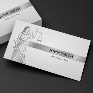Modern Silver Lady Justice Professional Attorney Business Card