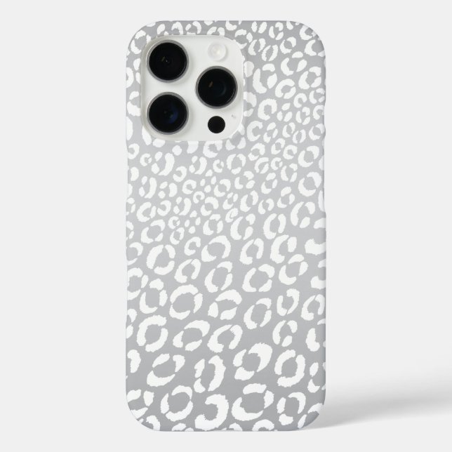 Modern Silver Leopard Spots Animal Print Pattern Case-Mate iPhone Case (Back)