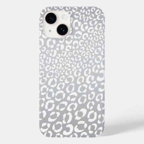 Modern Silver Leopard Spots Animal Print Pattern Case_Mate iPhone 14 Case