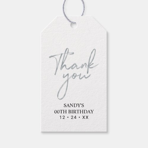 Modern Silver Lettering Party Favor Thank you Gift Tags