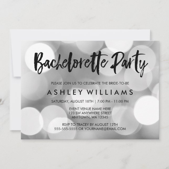 Modern Silver Lights Bachelorette Party Invitation (Front)