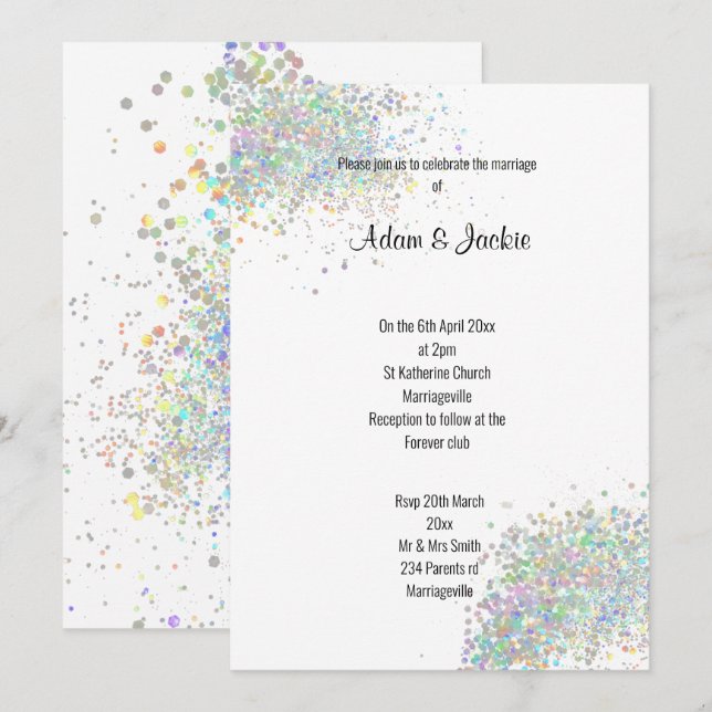 Modern Silver Lilac Purple floral ELEGANT WEDDING Invitation (Front/Back)