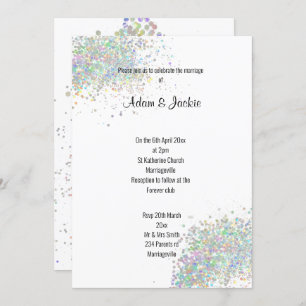 Modern Silver Lilac Purple floral ELEGANT WEDDING Invitation