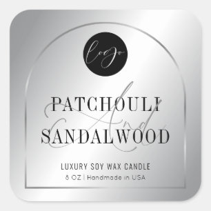 Modern Silver Logo Product Packaging Candles Label