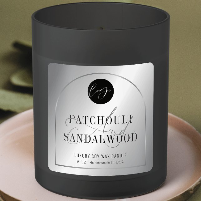 Modern Silver Logo Product Packaging Candles Label (Creator Uploaded)