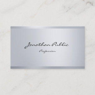 Modern Silver Look Elegant Handwritten Script Cool Business Card