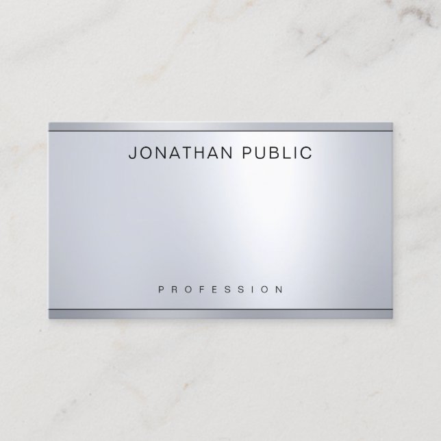 Modern Silver Look Elegant Template Glamorous Business Card (Front)