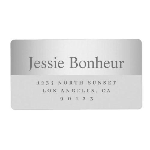 Modern Silver Look Grey Return Address Label