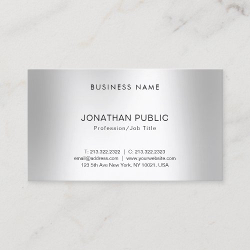 Modern Silver Look Modern Minimalist Elegant Plain Business Card