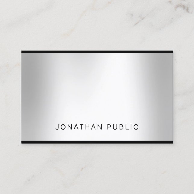 Modern Silver Look Professional Elegant Charming Business Card (Front)