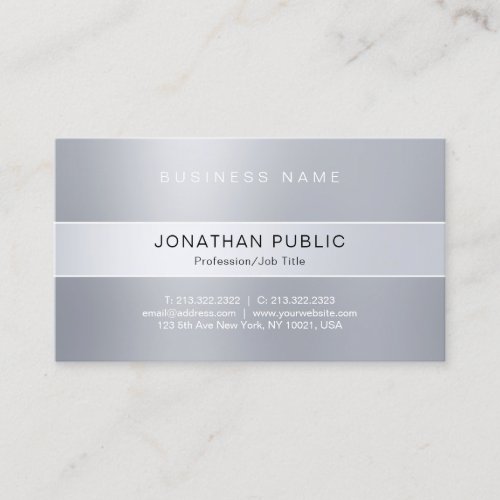 Modern Silver Look Professional Elegant Sleek Business Card