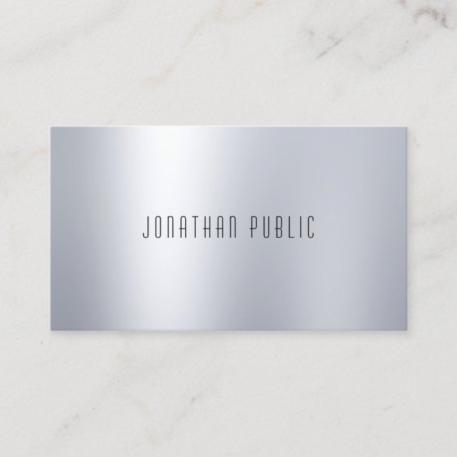 Modern Silver Look Simple Design Professional Cool Business Card (Front)