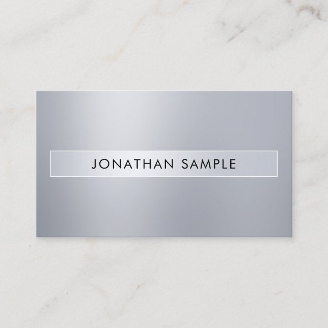 Modern Silver Look Trendy Stylish Glamorous Plain Business Card (Front)