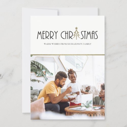 MODERN SILVER MERRY CHRISTMAS DOODLE PHOTO HOLIDAY CARD