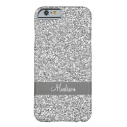 Modern silver metal bling glittering monogram barely there iPhone 6 case
