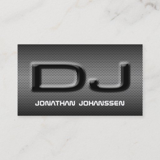 Customizable Modern Silver Metal Professional DJ Business Card