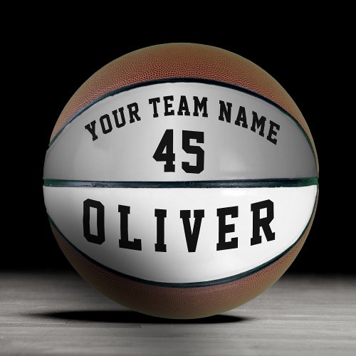 Modern Silver Metallic Player Team Name Number Basketball