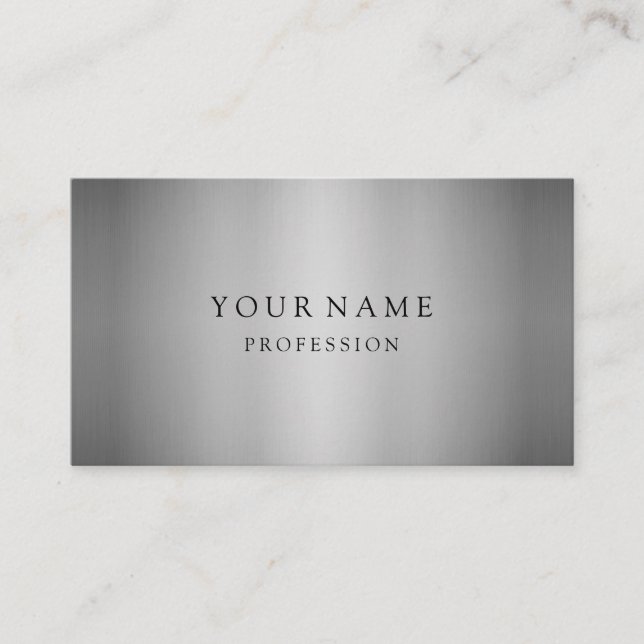 Modern Silver Minimal Silk Metallic White  Business Card (Front)