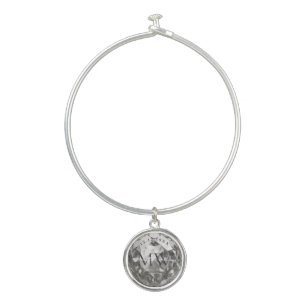 Modern Silver Monogram 25th Wedding Anniversary  Bangle Bracelet