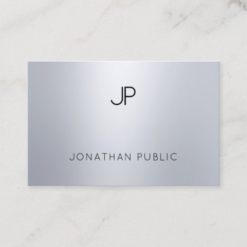 Modern  Silver Monogram Elegant Professional Plain Business Card