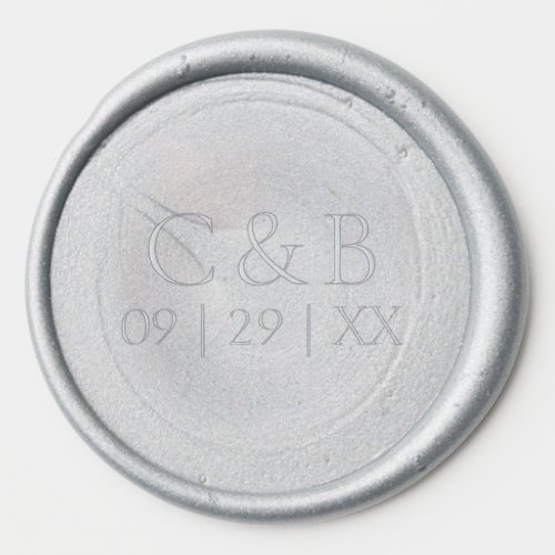 Modern Silver Monogram Wedding Wax Seal Sticker