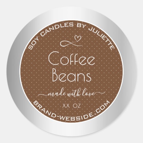 Modern Silver Packaging Labels Brown Coffee Beans
